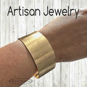 Handmade Artisan Brushed Bronze Cuff Bracelet | Solid Brass | Boho Minimalist